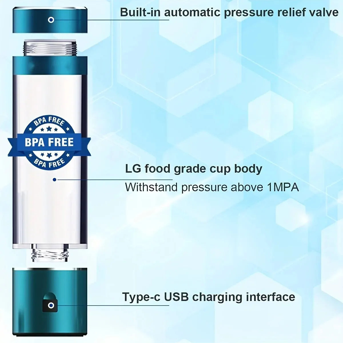 260ml Hydrogen Rich Water Bottle Electrolytic Water Element Cup High Concentration Hydrogen Production Water Cup